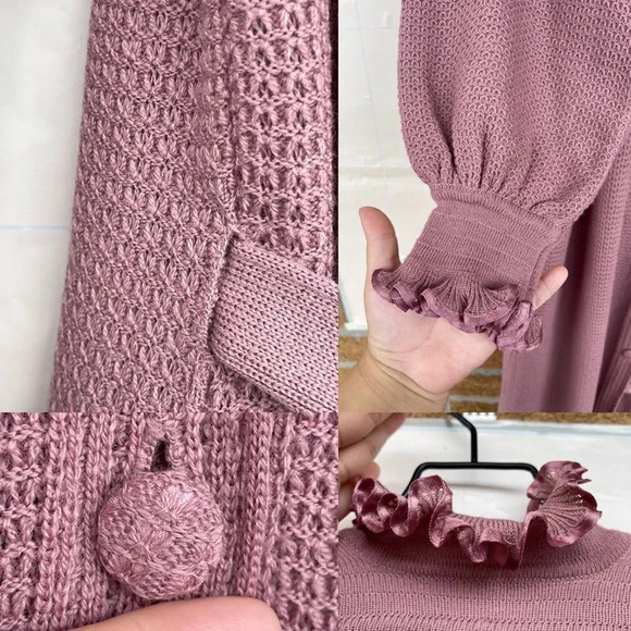 Liseuses Poggi 1973 virgin wool dusty pink duster large - Picture 10 of 17